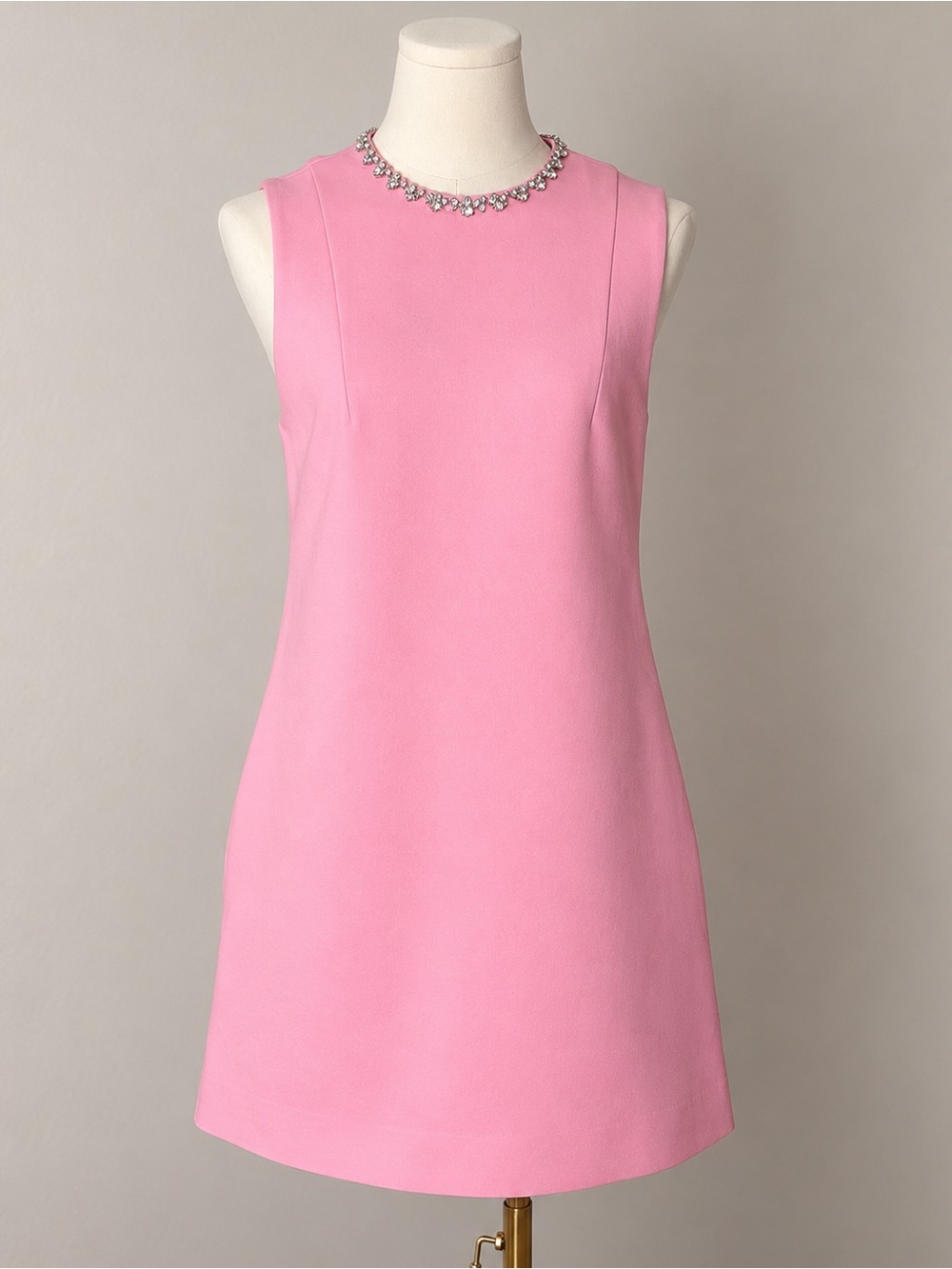 AREA Pink Sleeveless Jewel-Neck Mini Dress